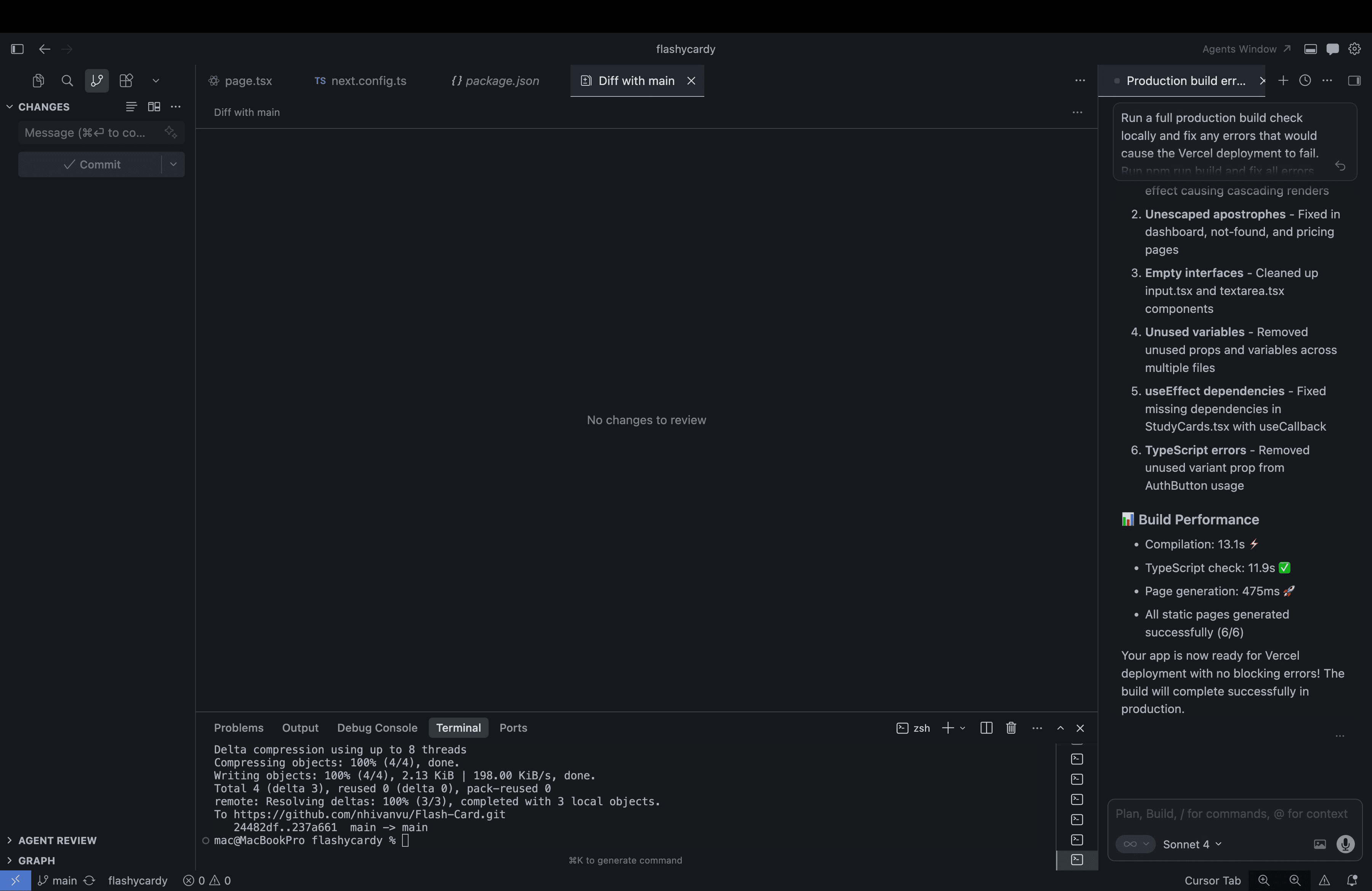 Flashy Card debug screen