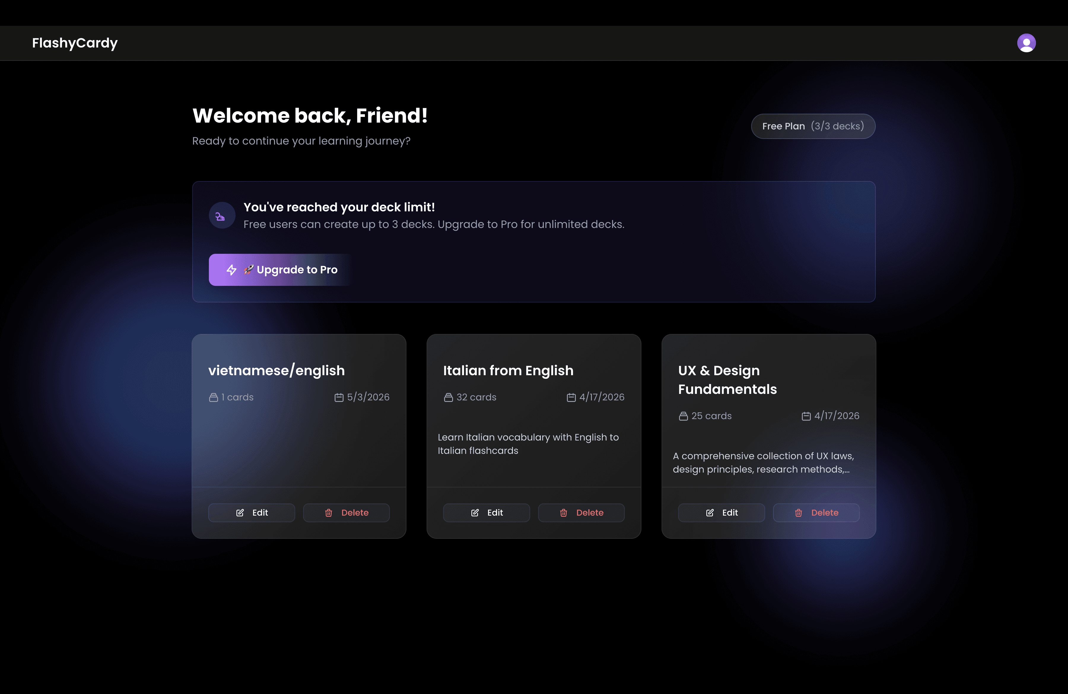 Flashy Card interface