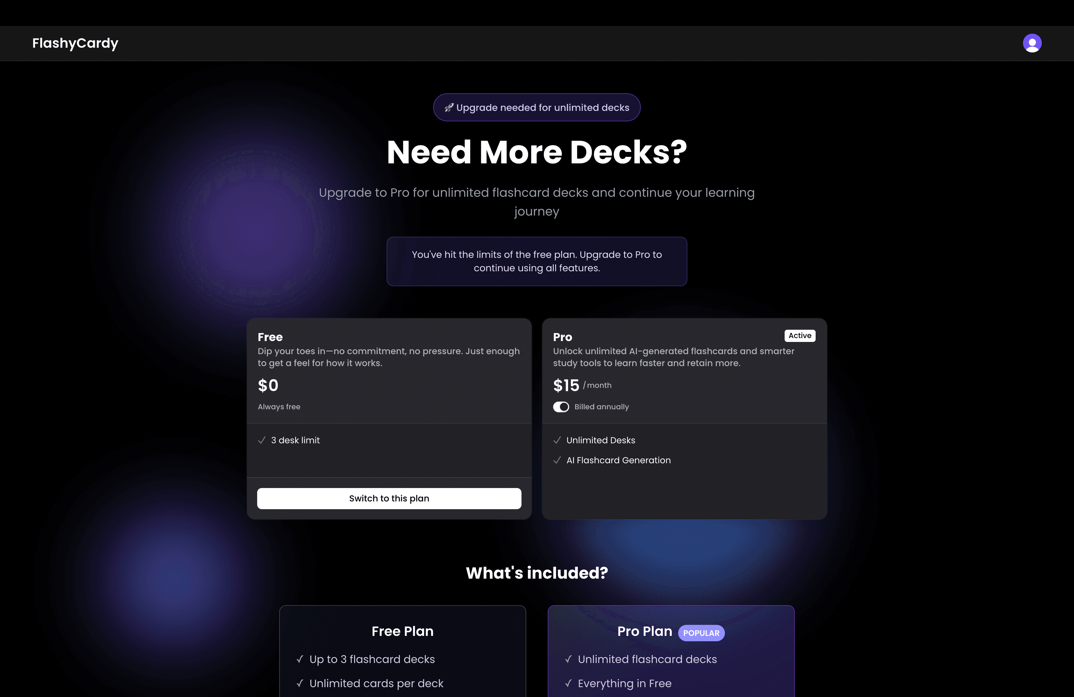 Flashy Card account screen